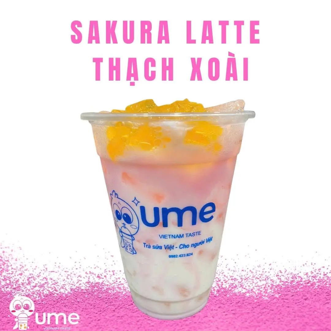 Hình ảnh Sakura latte Thạch dừa xoài