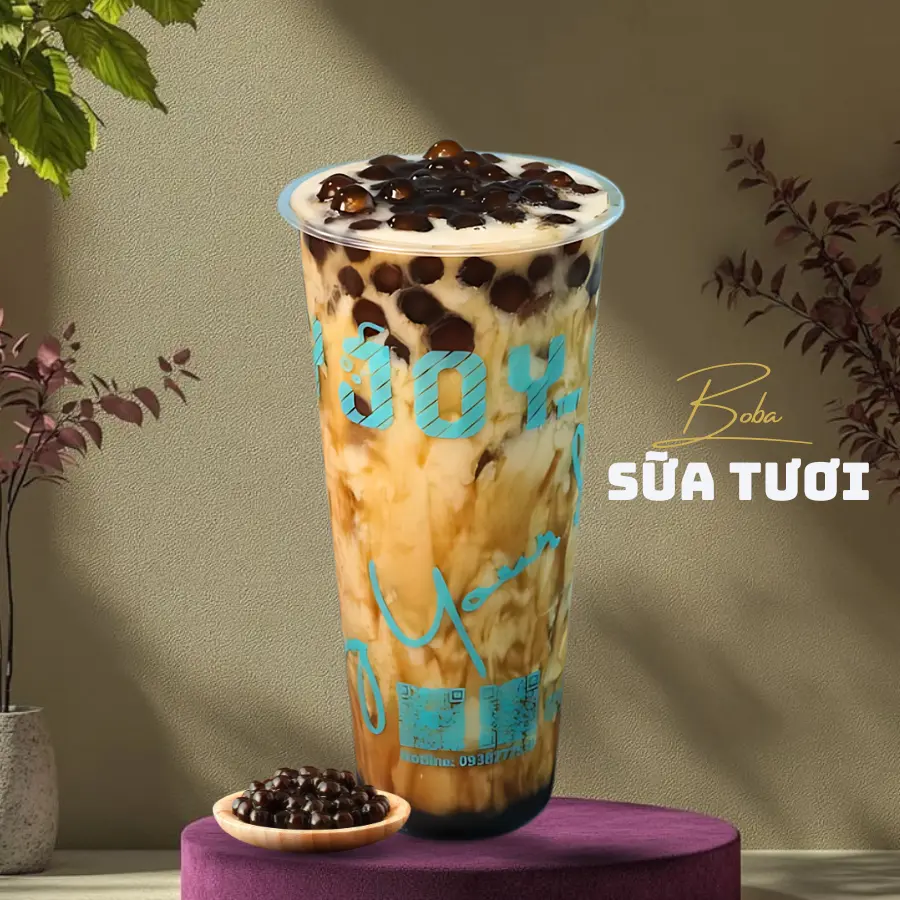 Hình ảnh Sữa tươi boba đường đen hổ phách