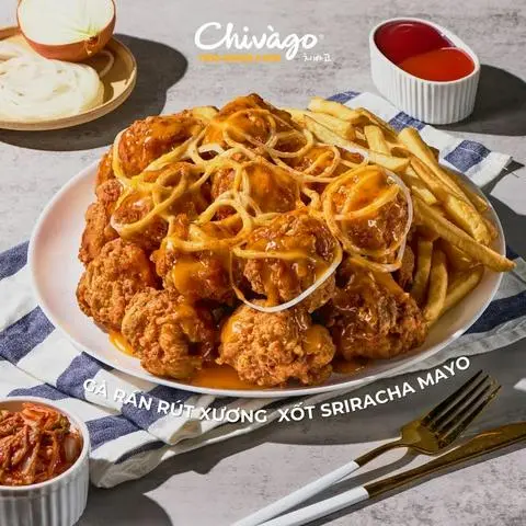Hình ảnh Gà Rán Rút Xương Xốt Sriracha Mayo