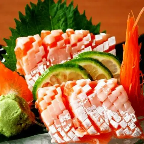 Hình ảnh Sashimi bụng cá hồi 10ps - salmon belly sashimi