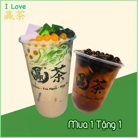 Hình ảnh Trà sữa full topping L tặng Hồng trà trân châu M