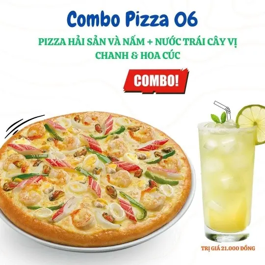 Hình ảnh Combo tặng kèm nước: pizza hải sản và nấm