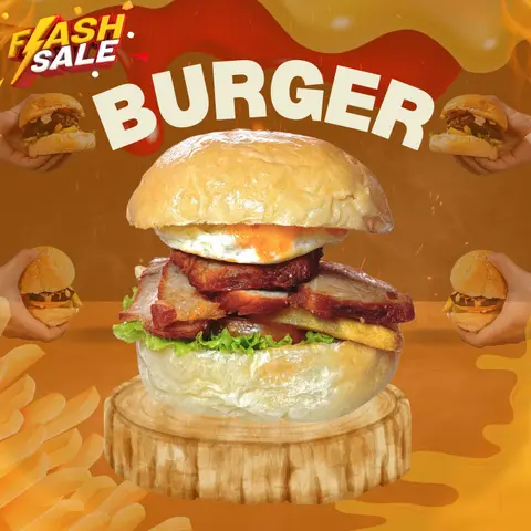 Hình ảnh Burger xá xíu - ốp la