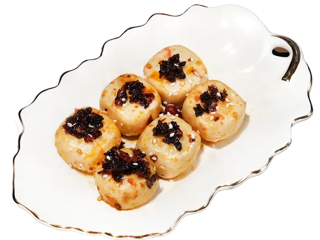 Hình ảnh Cá viên phô mai trộn sa tế-芝士鱼丸拌四川沙爹