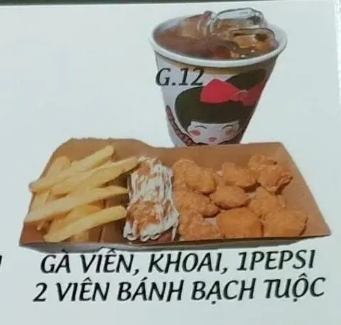 Hình ảnh G.12 GÀ VIÊN , KHOAI TÂY,1 PEPSI, 2 BÁNH BẠCH TUỘT