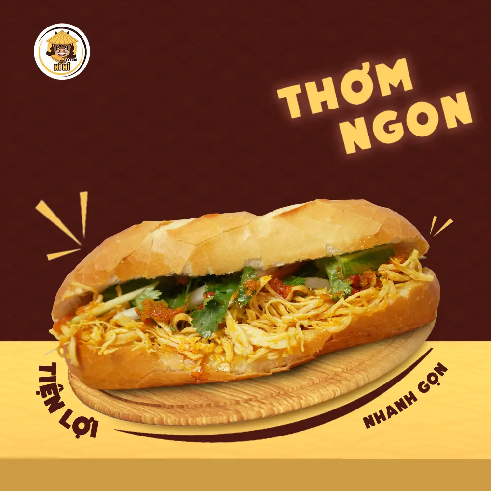 Hình ảnh Bánh mì gà xé