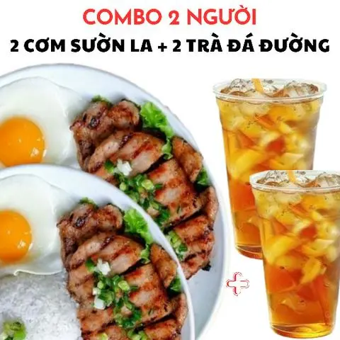 Hình ảnh Combo nhân đôi Cơm tấm Sườn La + Trà đá đường