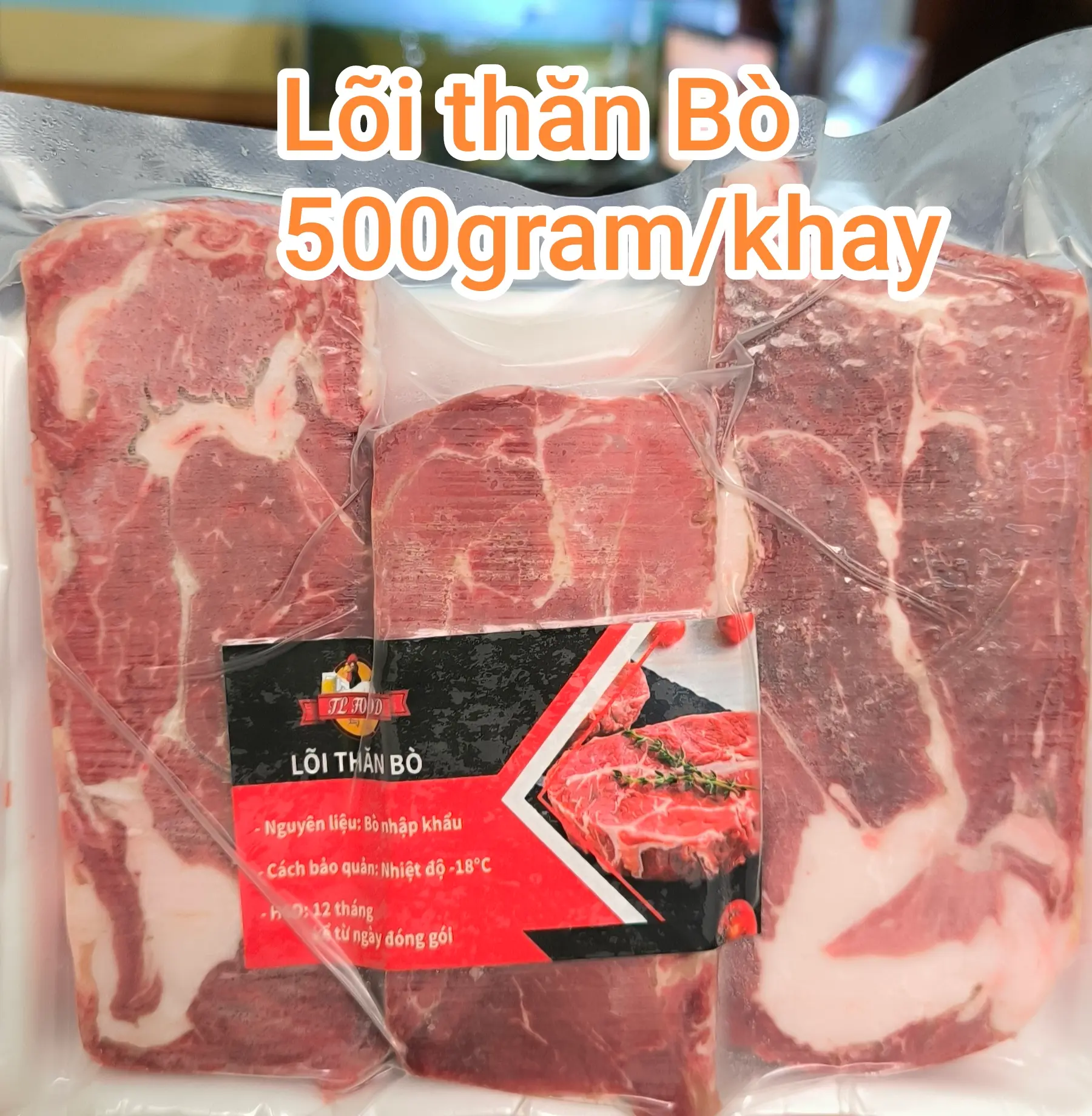 Hình ảnh Lõi thăn Bò nhập khẩu. Khay 500gram.