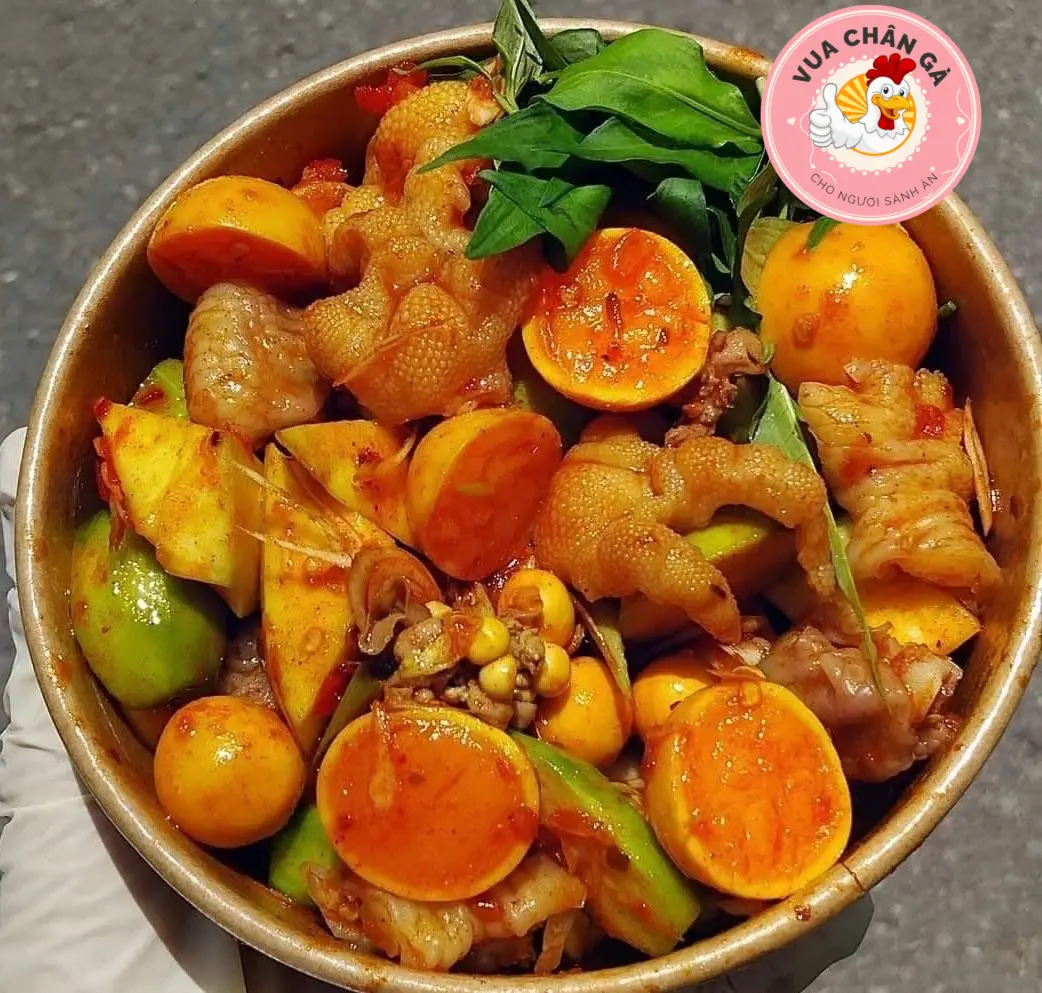 Hình ảnh Chân Gà Mix Trứng Non Sốt Thái size Lớn