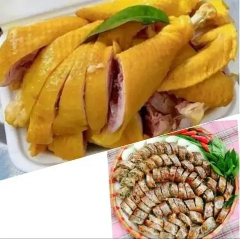 Hình ảnh 1 con gà hấp Mía  + dồi sụn 5 cây