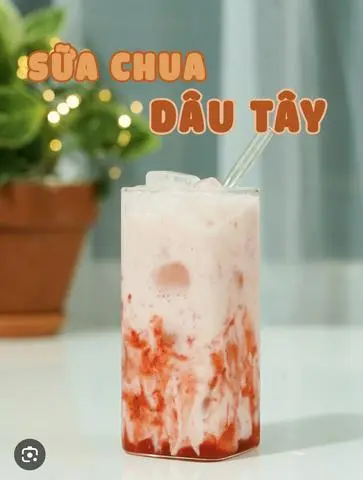 Hình ảnh sữa chua dâu tây