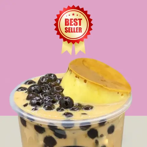 Hình ảnh Trà sữa trân châu bánh flan