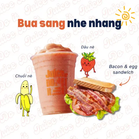 Hình ảnh Bữa sáng nhẹ nhàng - Sandwich & Sinh tố