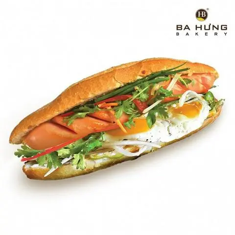 Hình ảnh bánh mì trứng +xúc xích 