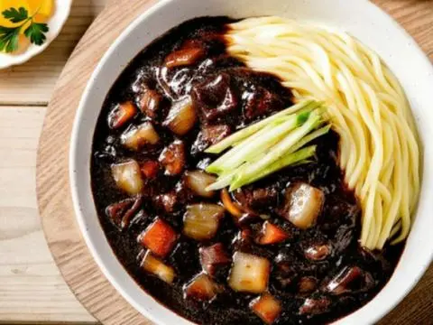 Hình ảnh mỳ trộn sốt tương đen han quốc 
