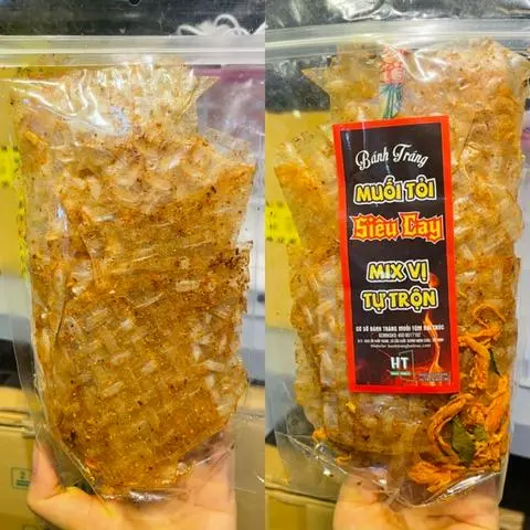 Hình ảnh Bánh tráng muối tỏi siêu cay/ túi 80gr