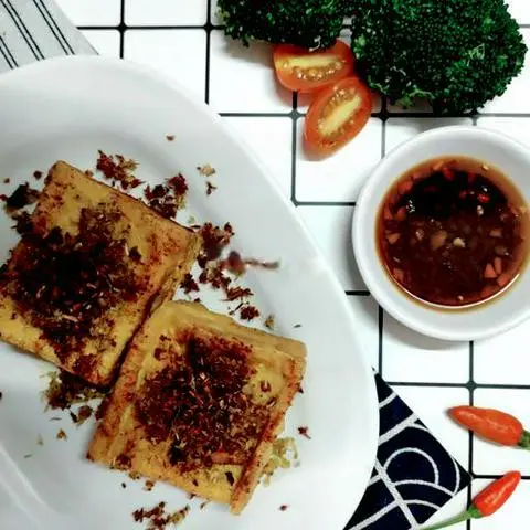 Hình ảnh Đậu khuôn chiên xả - fried tofu with lemongass