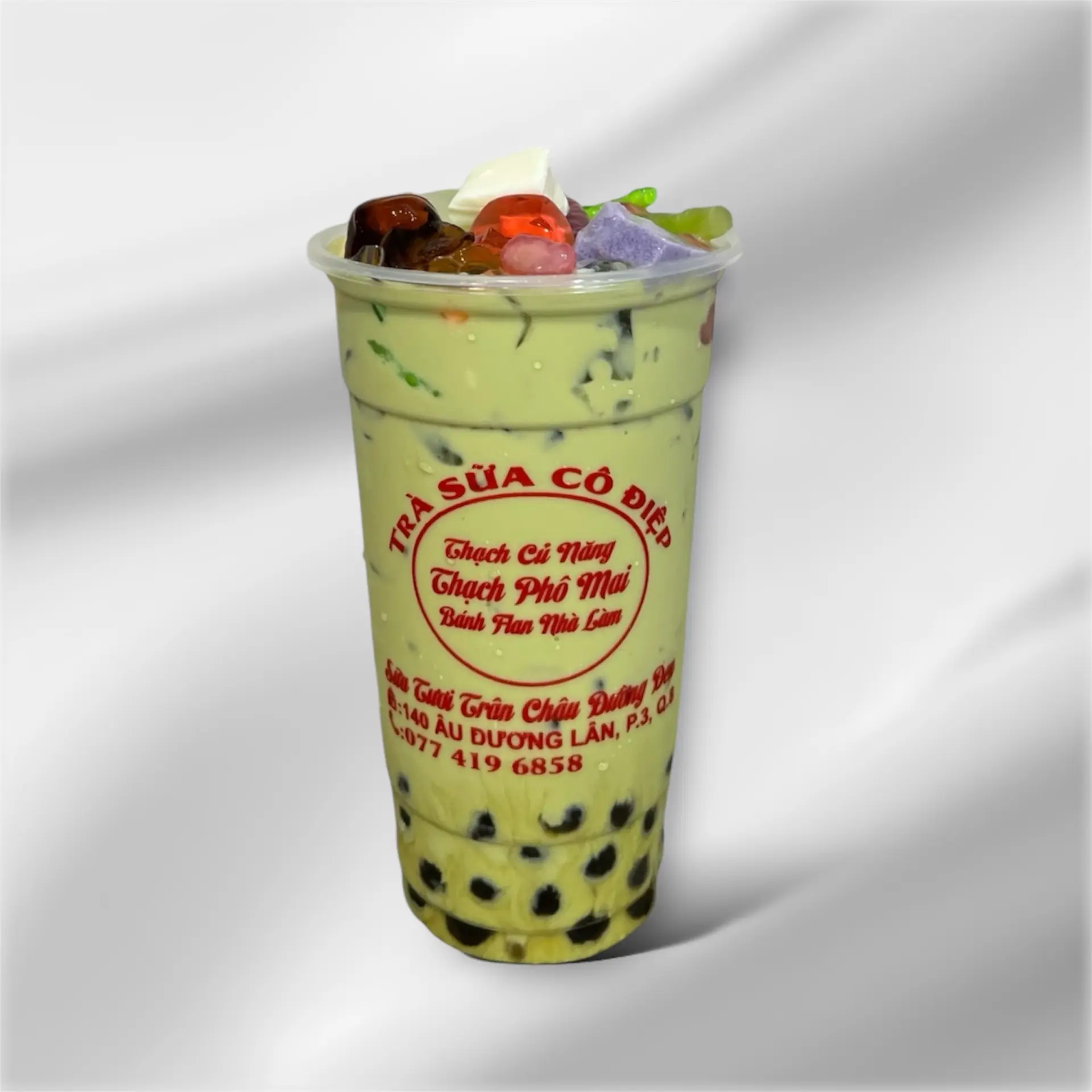 Hình ảnh Trà sữa thái xanh full topping