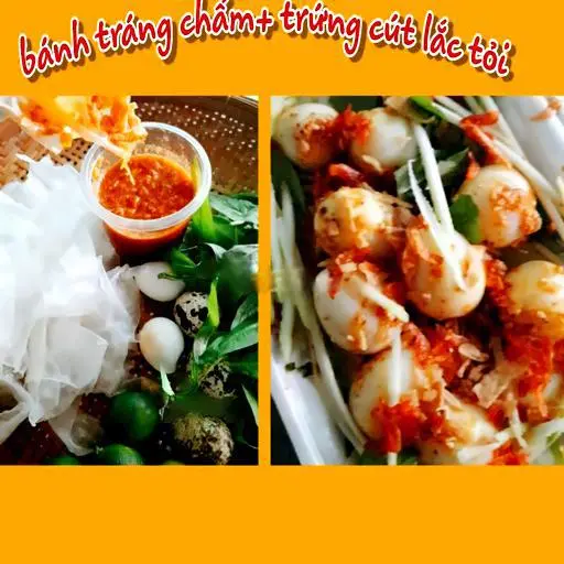Hình ảnh Combo Bánh Tráng Chấm Sốt Chua Cay - Trứng Cút Lắc Tỏi