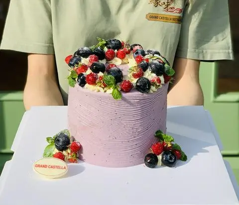 Hình ảnh Bánh Kem Phô Mai Trái Cây Tươi Size 15cm cao 13cm