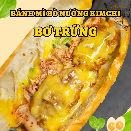 Hình ảnh *BƠ TRỨNG* Bánh mì bò nướng kimchi