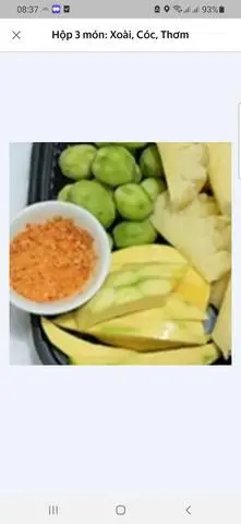 Hình ảnh Hộp: Thơm, xoài, Cóc + muối chấm 
