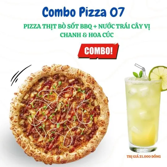 Hình ảnh Combo tặng kèm nước: pizza  thịt bò sốt BBQ