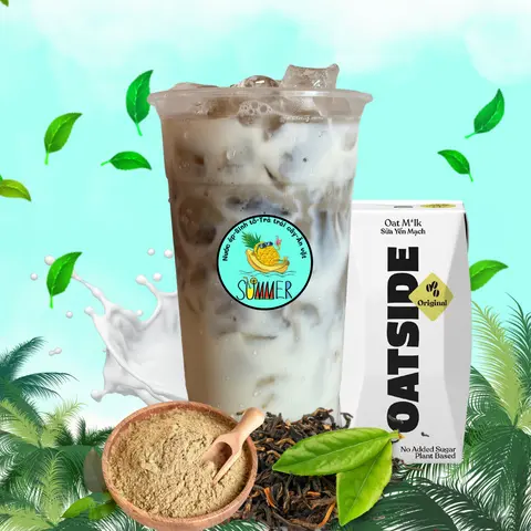 Hình ảnh Houjicha Late Sữa Yến Mạch (Trà Rang)