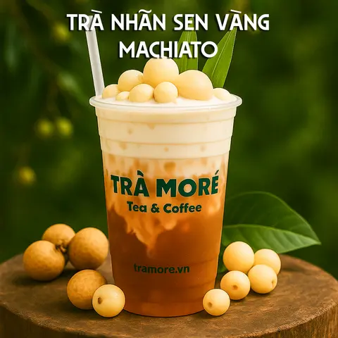 Hình ảnh Trà Nhãn Sen Vàng Machiato (700ml)