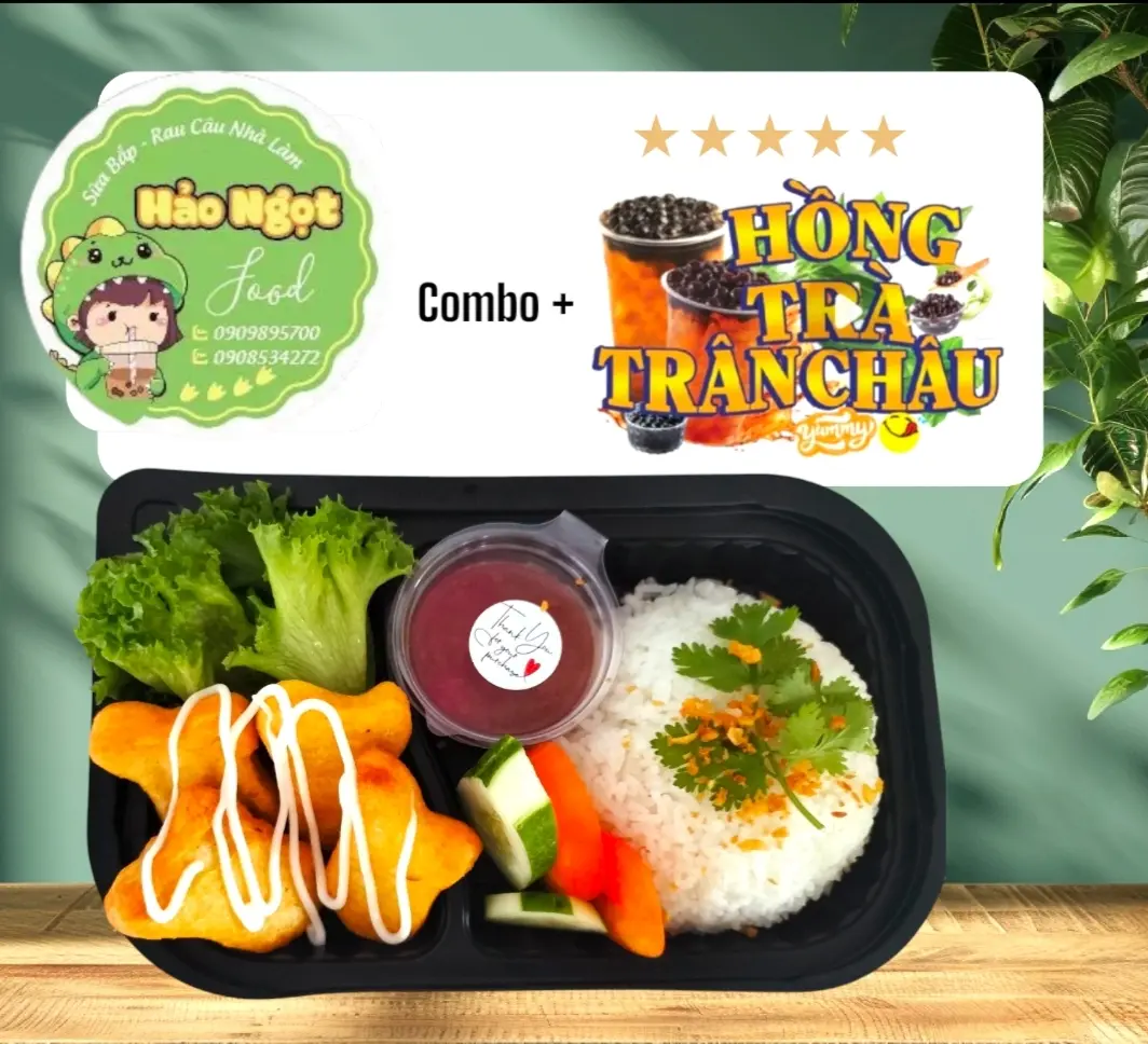 Hình ảnh FS7- CƠM GÀ NUGGET + HỒNG TRÀ Topping ngẫu nhiên M