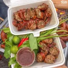 Hình ảnh Dồi Sụn heo nướng chấm mắm tôm