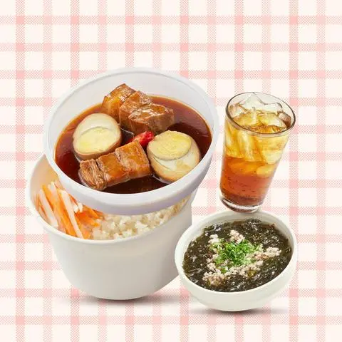 Hình ảnh Combo Cơm Thịt Kho Trứng, Canh Rong Biển, Nước Sâm Hạt Chia