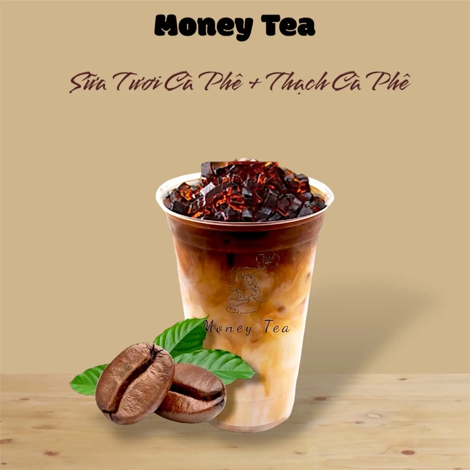 Hình ảnh Sữa tươi cà phê - thạch cà phê - Ly 700ml