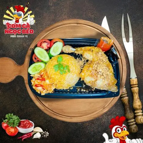 Hình ảnh Cơm đùi gà 1/4 chiên sz to + canh rong biển