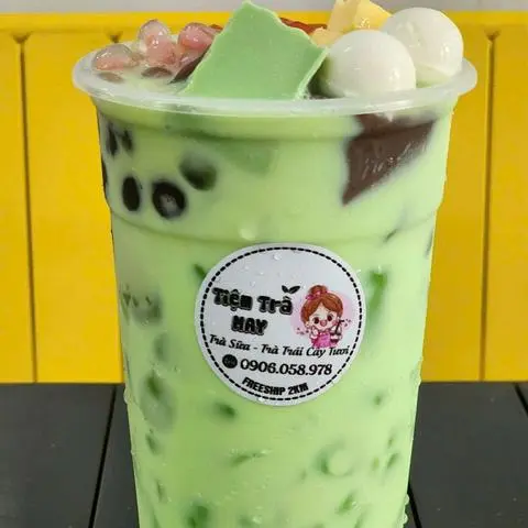 Hình ảnh Trà sữa matcha full topping - 1 lít
