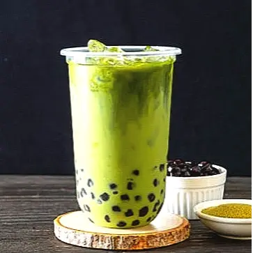Hình ảnh Trà Sữa Matcha Trân Châu Đường Đen - Bánh Flan ( 700ml )
