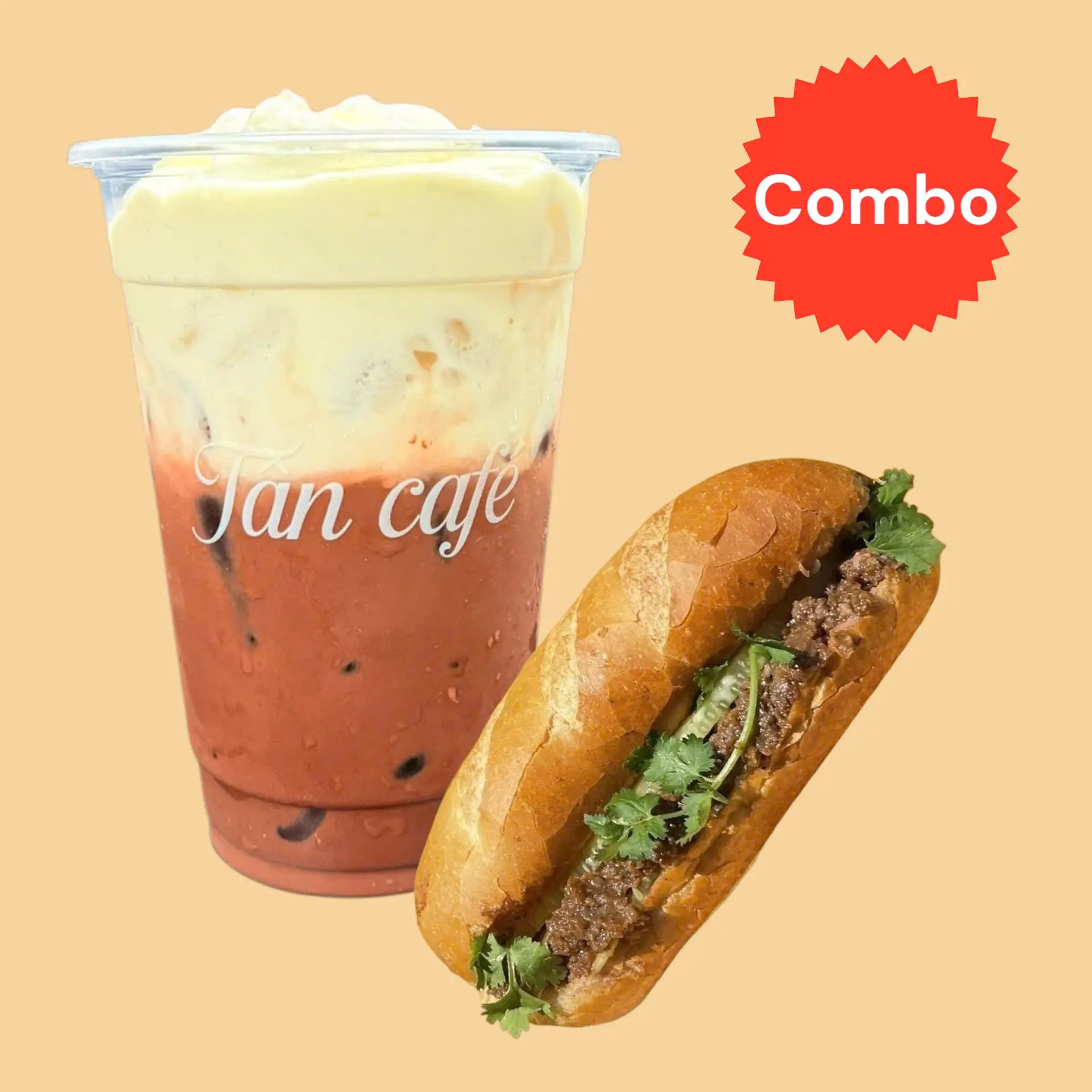 Hình ảnh Combo Bánh Mì Bò Sốt Tiêu + Cà Phê Muối