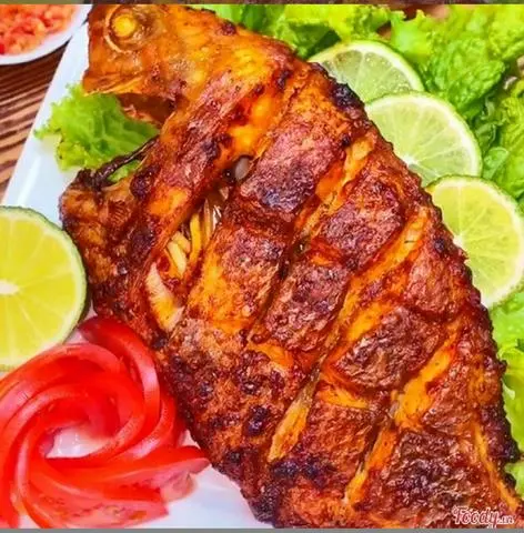 Hình ảnh Cá diêu Hồng chiên giòn chấm mắm tỏi