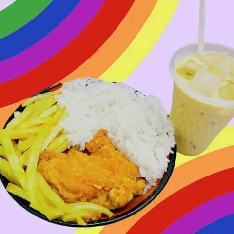 Hình ảnh Cơm Gà Rán Miếng, Khoai Tây Tặng Trà Sữa (Kèm Tương Ớt, Cà, Đồ Chua)