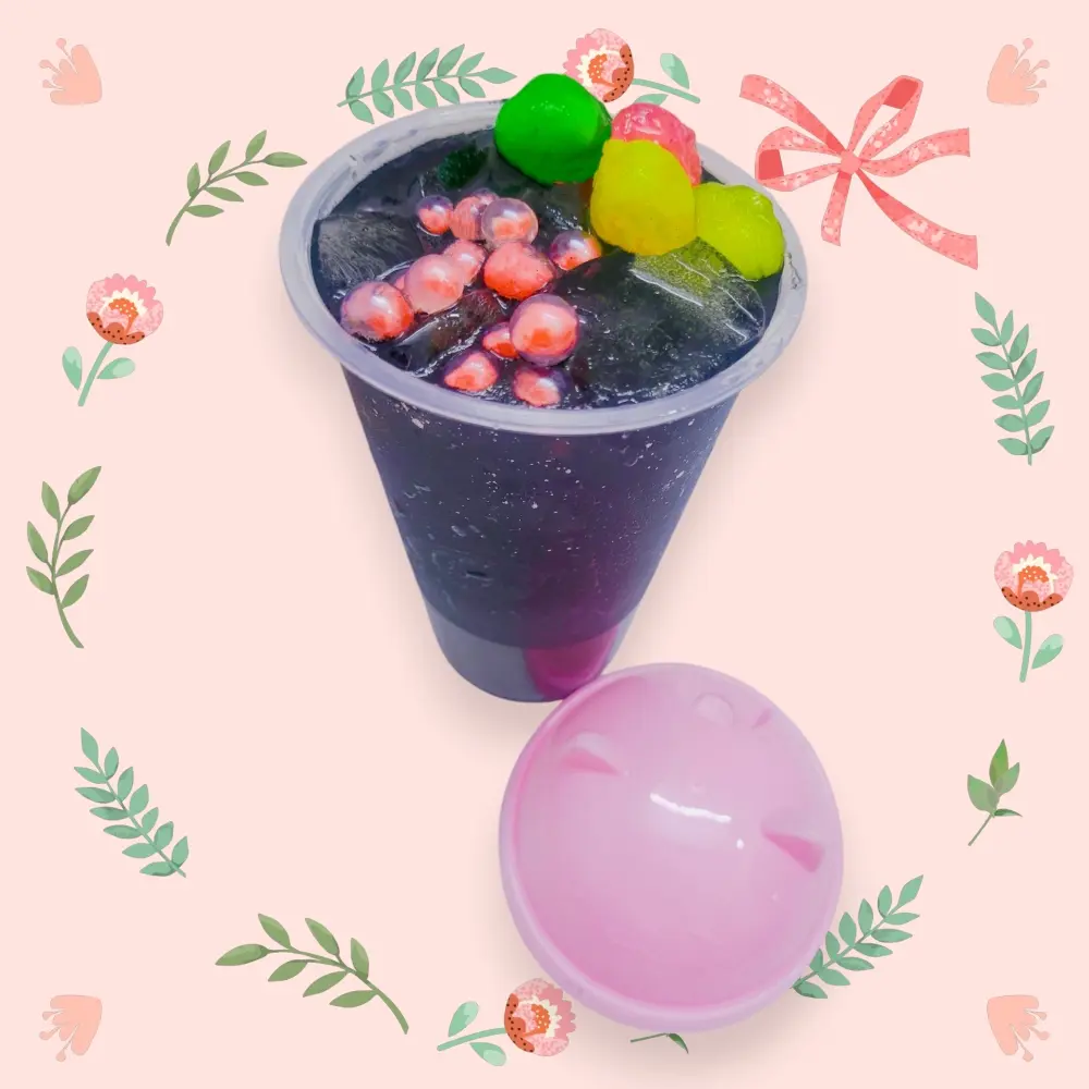 Hình ảnh Trà Sữa Than Tre (TS Bóng Đêm), Pudding, Nổ Củ Năng, Khoai Dẻo Phô Mai, Viên Dừa Ngũ Sắc (Size L)