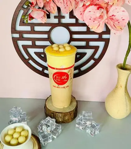 Hình ảnh Trà sữa kem trứng nướng phô mai viên