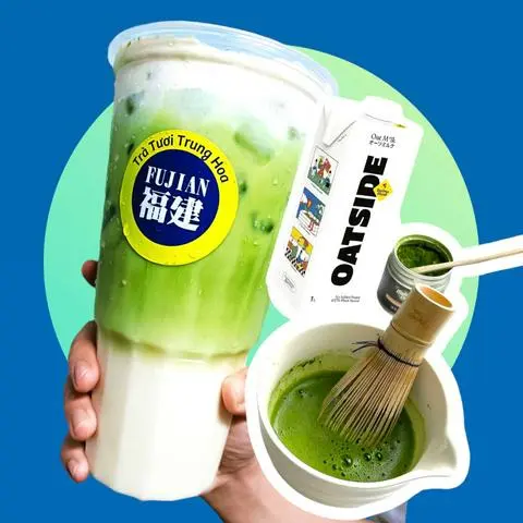 Hình ảnh Siêu ngon- Cold whisk matcha latte sữa yến mạch Oatside- Ly 700ml