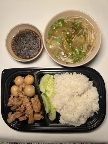 Hình ảnh Combo Cơm Thịt Kho Trứng Cút + Canh Khổ Qua 