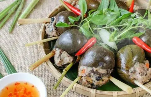 Hình ảnh Ốc bươu nhồi thịt nướng sả