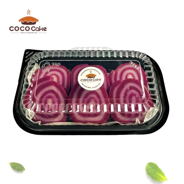 Hình ảnh Da lợn cuộn khoai môn lá cẩm hộp 6 khoanh