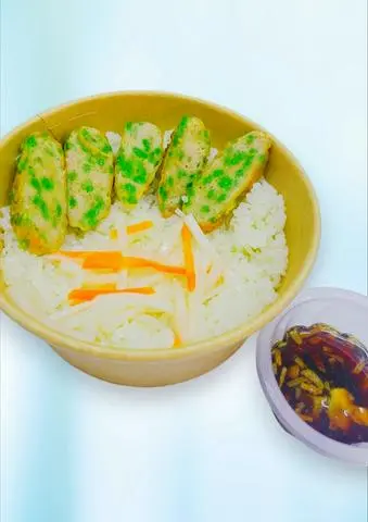 Hình ảnh Xôi Chả Cốm, Chà Bông Heo Sợi Tép Hành + Tặng Sốt Tương Hành Phi, Đồ Chua