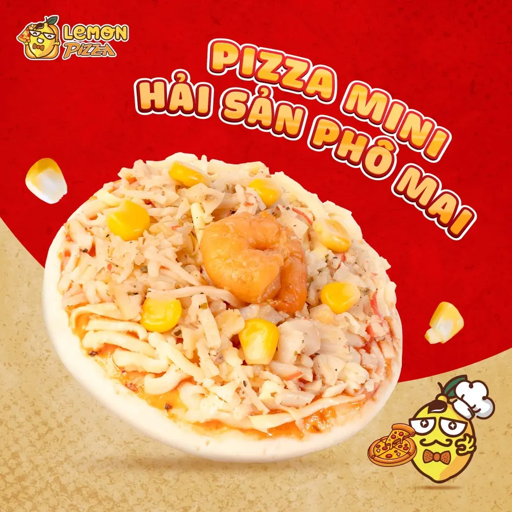 Hình ảnh Pizza Hải Sản, Phô Mai Thụy Sĩ 10cm Mini (Kèm Sốt Tương)