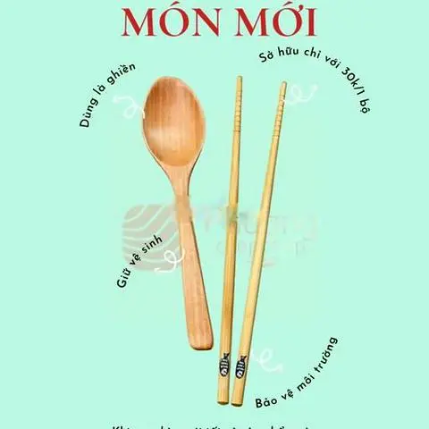 Hình ảnh Bộ  đũa muỗng gỗ hình cá