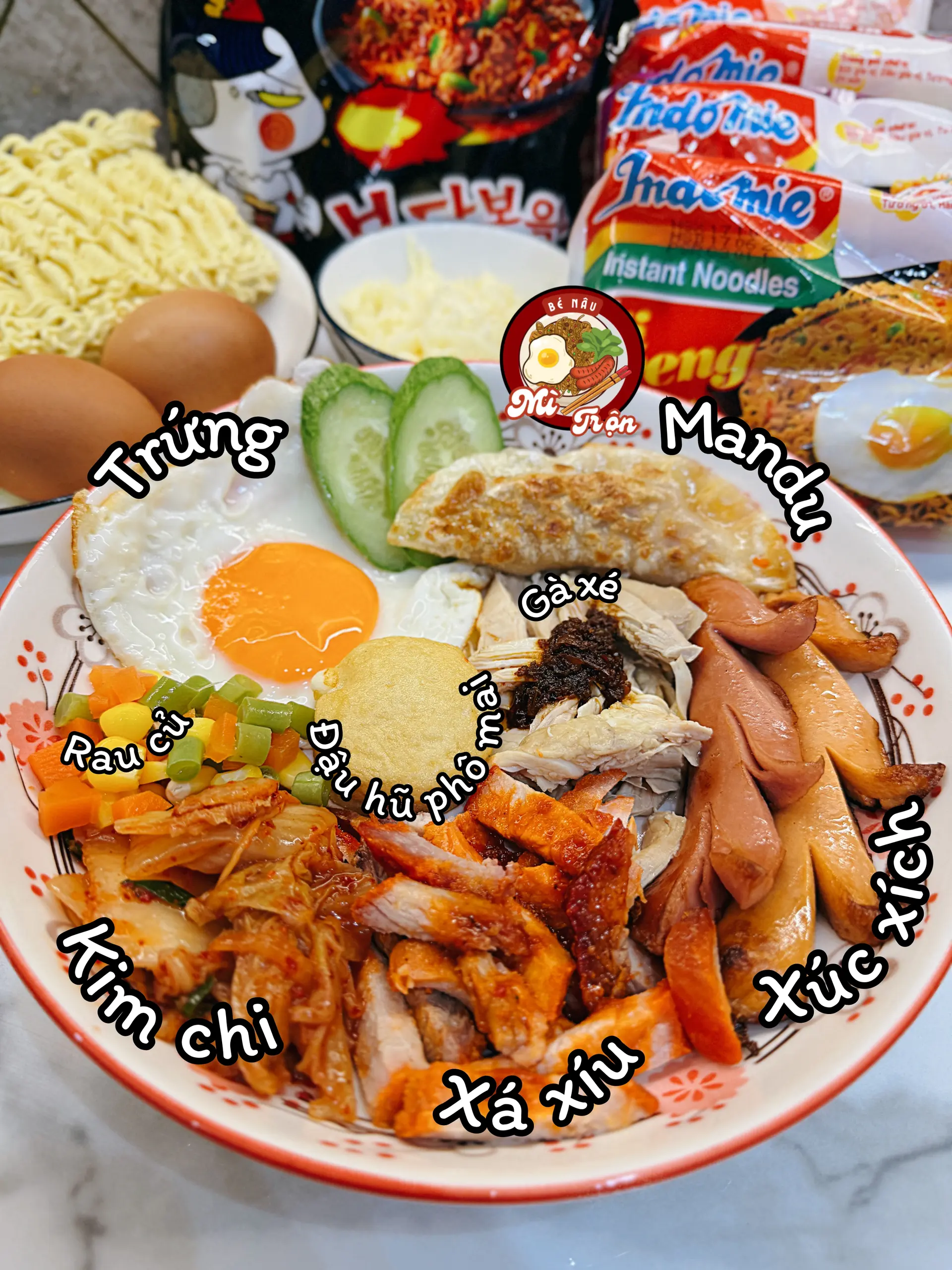 Hình ảnh Mì trộn indomie sate Xúc Xích & Xá Xíu 