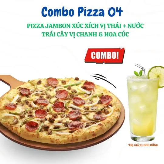 Hình ảnh Combo tặng kèm nước: pizza jambon  & xúc xích vị thái